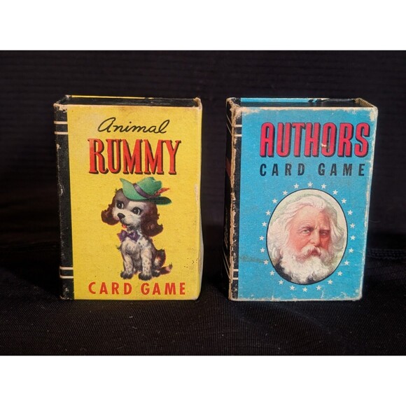 Two (2) Vtg Authors & Animal Rummy Card Games Whitman Publishing - Both Complete - Picture 1 of 7